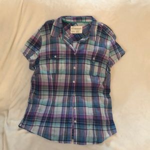 Aeropostale short sleeve plaid camp shirt